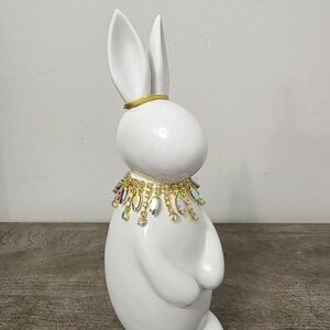 Bela Lux Easter Bunny with Rhinestone Iridescent Necklace Figurine
